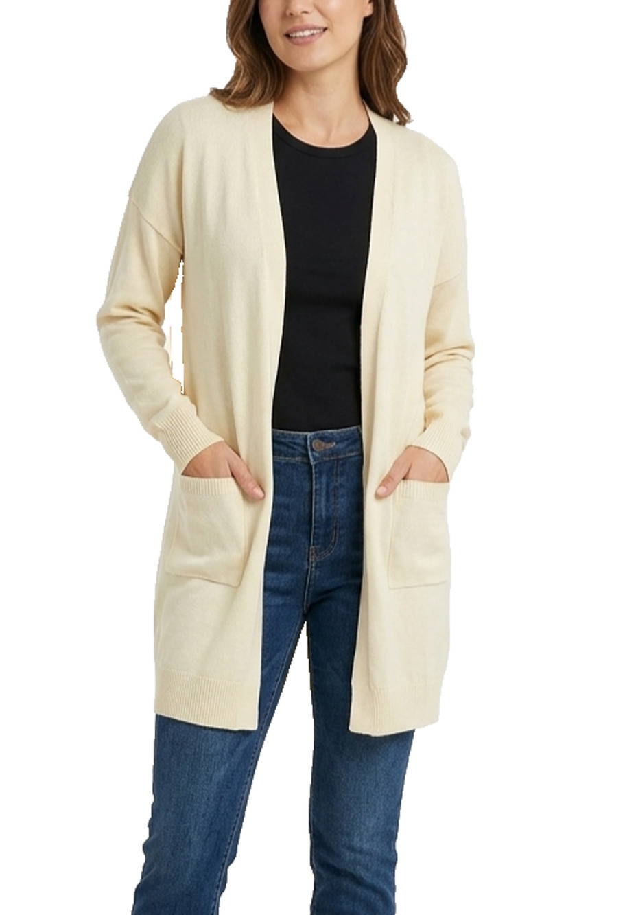 ALFYRCFT Knit Cardigan Sweater Womens XL Cream Creamy White Long Sleeve Pockets